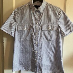 J. Crew Navy and White Striped Button-Down Shirt